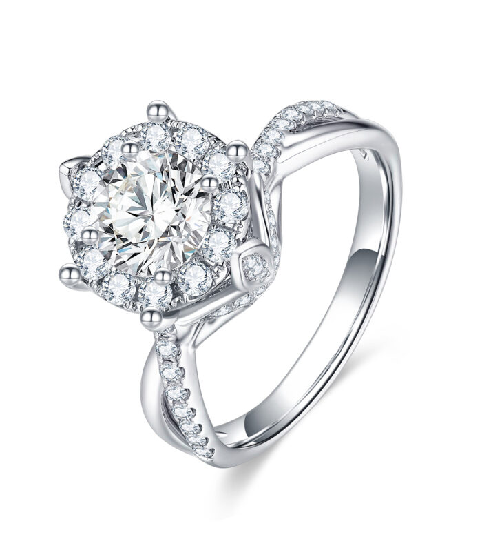 1ct Round Diamond White Gold 18K Ring