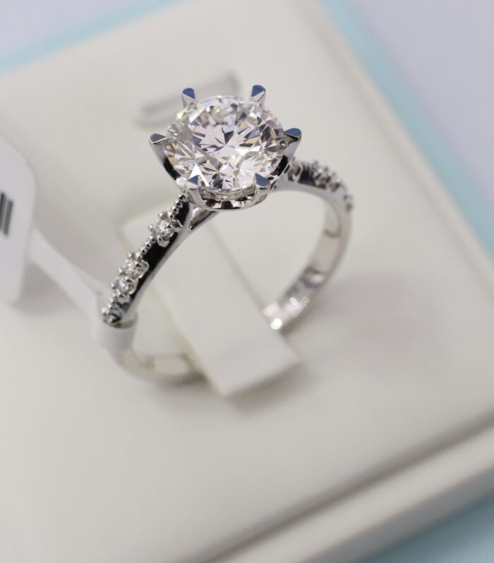 3ct Round Diamond White Gold 18K Ring