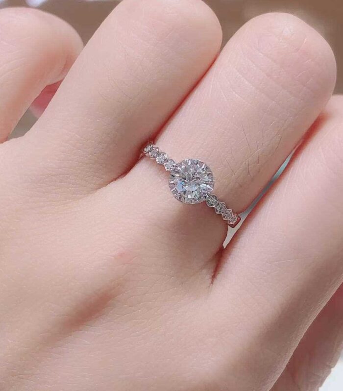 1ct Round Lab Diamond White Gold 18K Ring