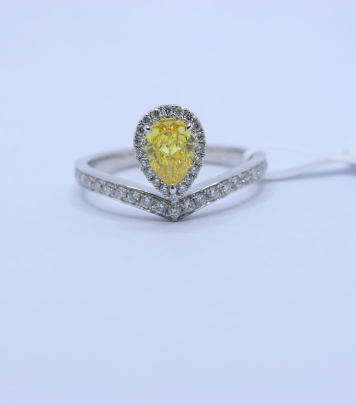 1ct Pear Fancy Diamond Platinum Ring