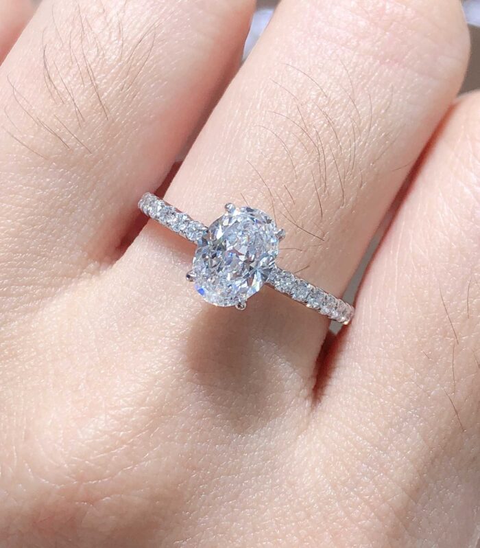 1ct Oval Lab Diamond White Gold 18K Ring