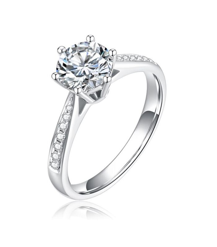 1ct Round Diamond White Gold 18K Ring