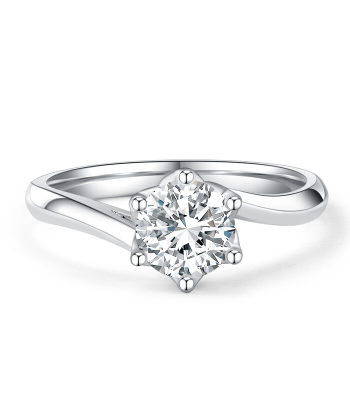 1ct Round Diamond White Gold 18K Ring