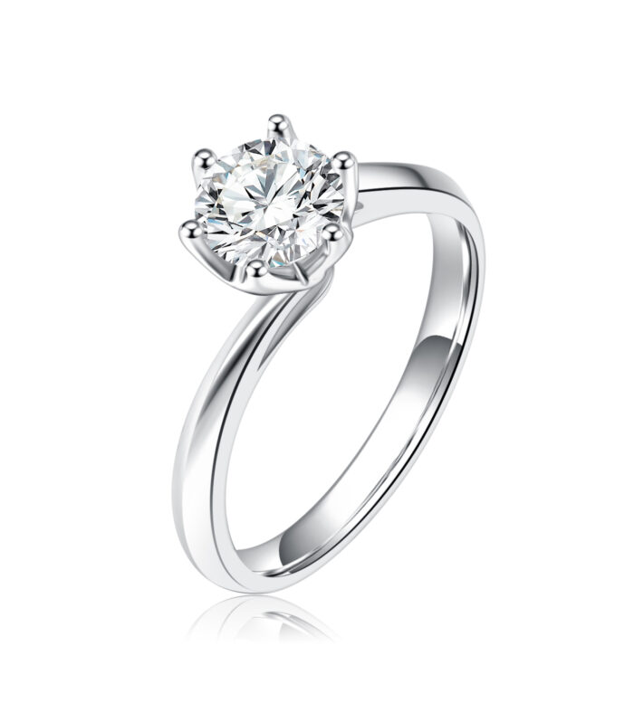1ct Round Diamond White Gold 18K Ring