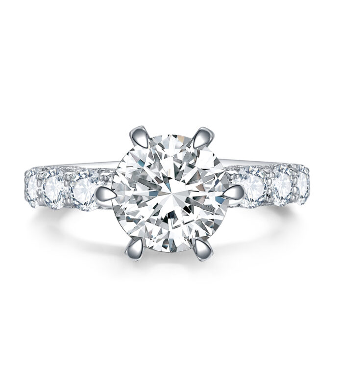 1ct Round Diamond White Gold 18K Ring