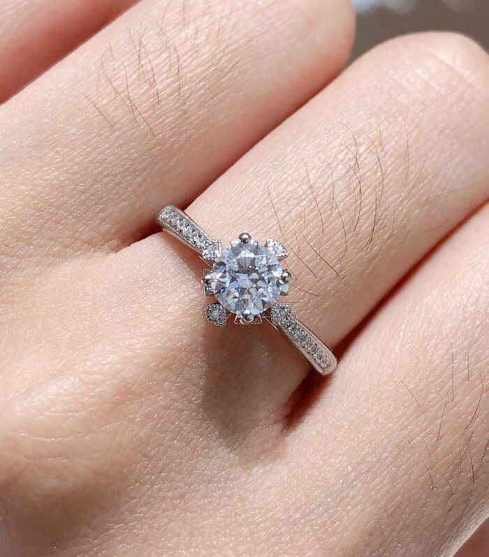 1ct Round Lab Diamond White Gold 18K Ring