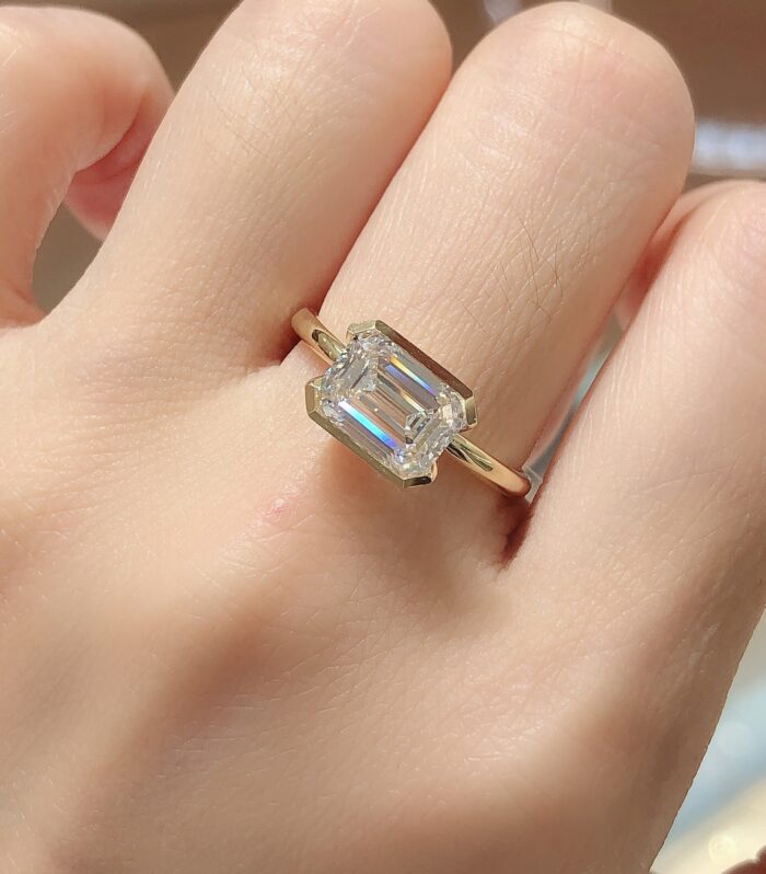 1ct Emerald Lab Diamond Yellow Gold 18K Ring