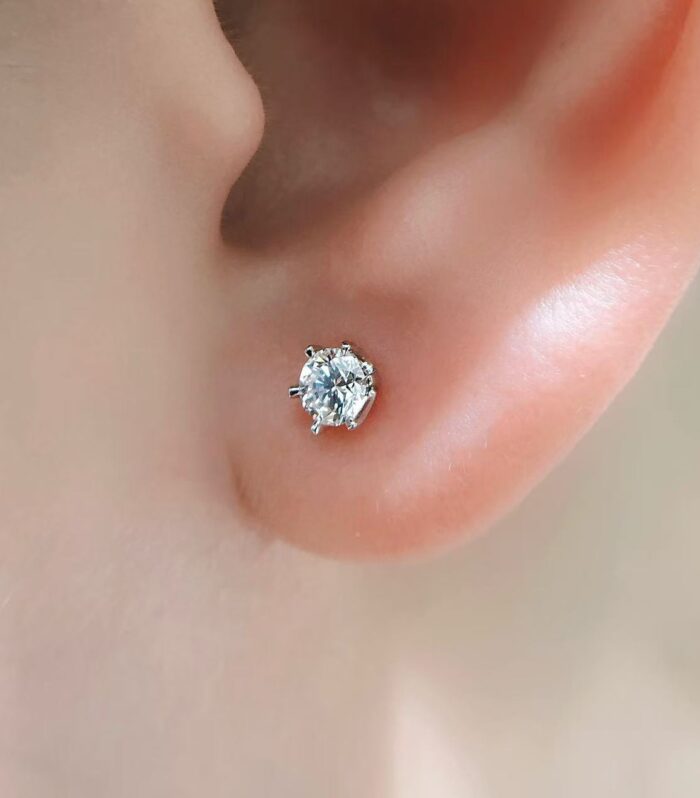 2ct Round Lab Diamond White Gold 18K Earrings