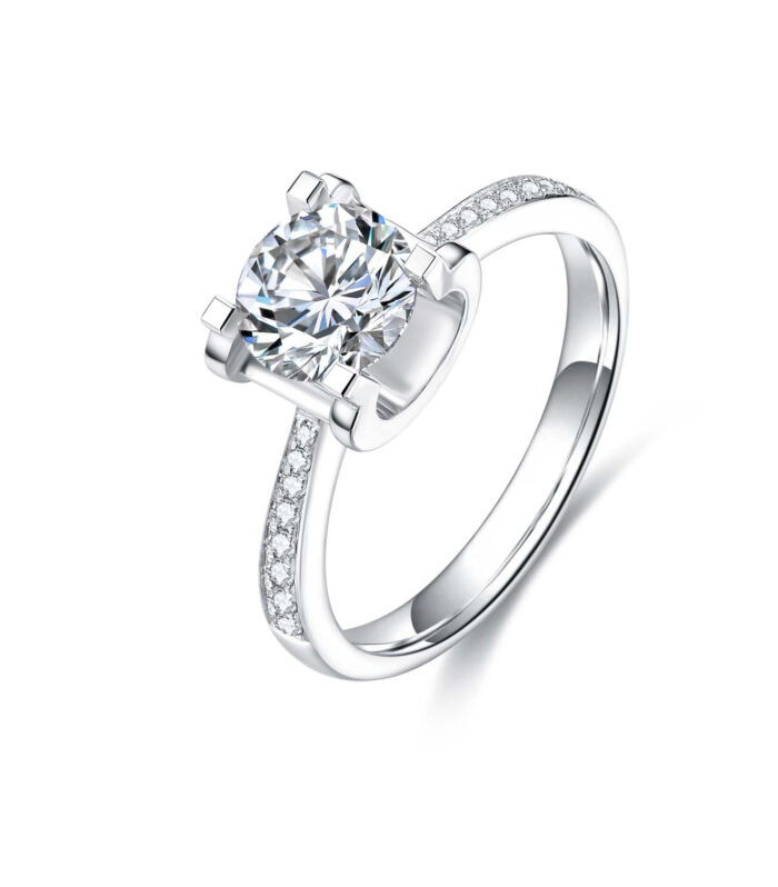 1ct Round Diamond White Gold 18K Ring