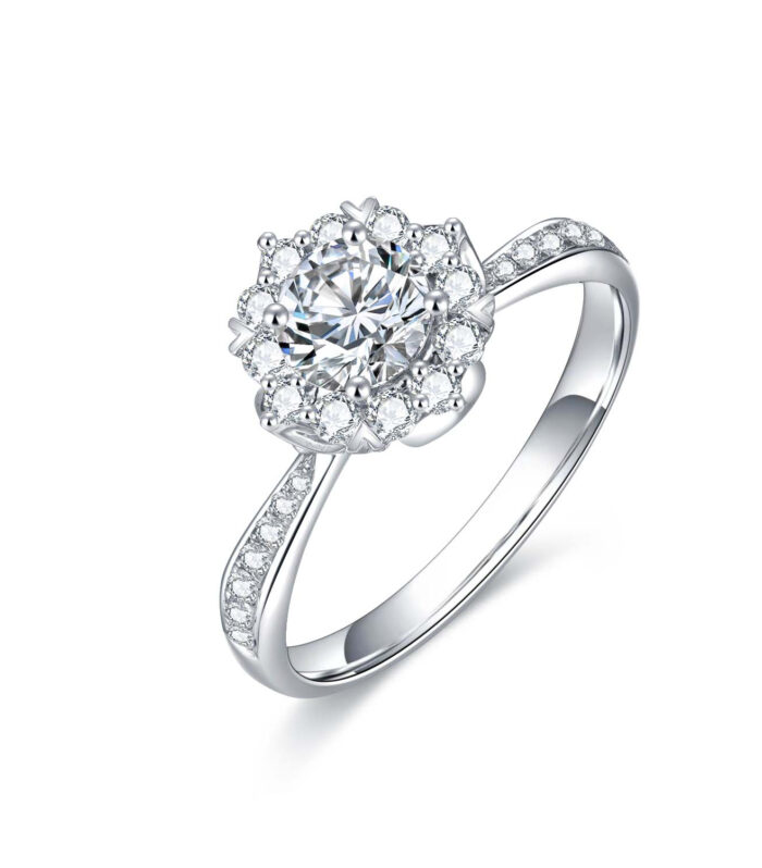 1ct Round Diamond White Gold 18K Ring