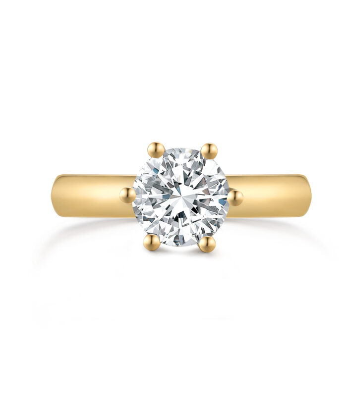 2ct Round Diamond Yellow Gold 18K Ring