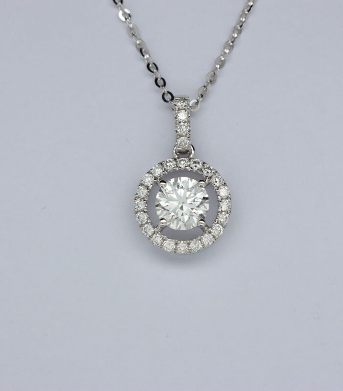 1ct Round Diamond White Gold 18K Necklaces