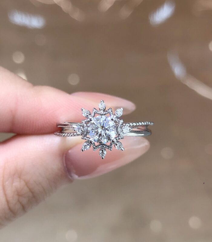 1ct Round Lab Diamond White Gold 18K Ring