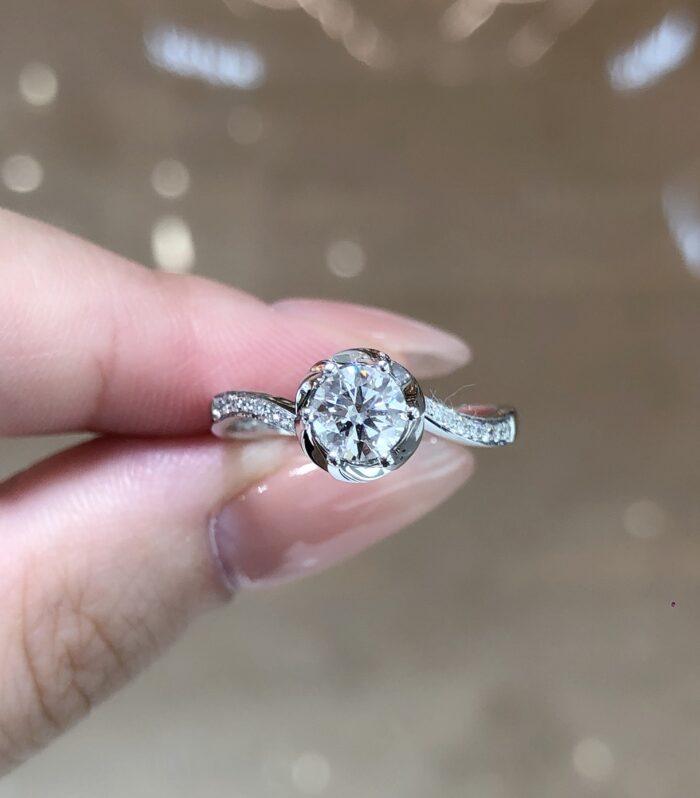 1ct Round Lab Diamond White Gold 18K Ring