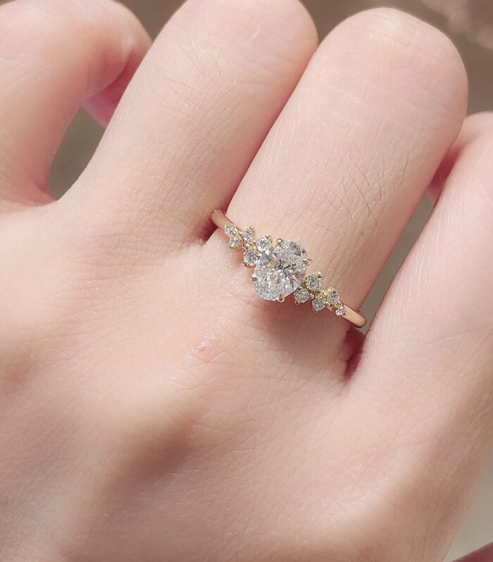 1ct Oval Lab Diamond Yellow Gold 18K Ring