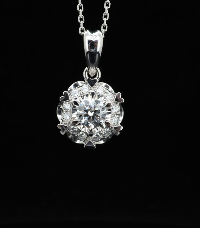 1ct Round Diamond White Gold 18K Necklaces