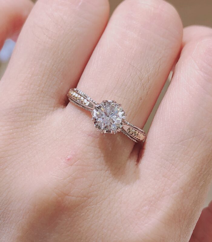 1ct Round Lab Diamond 18K编织 Ring