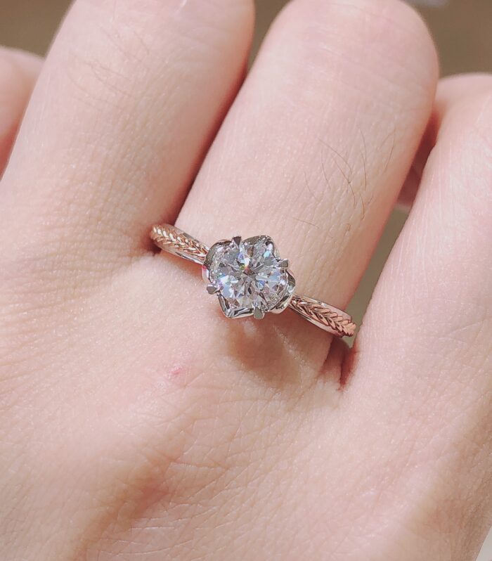 1ct Round Lab Diamond 18K编织 Ring