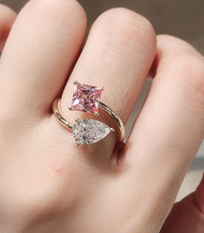 1ct Pear Lab Diamond Yellow Gold 18K Ring