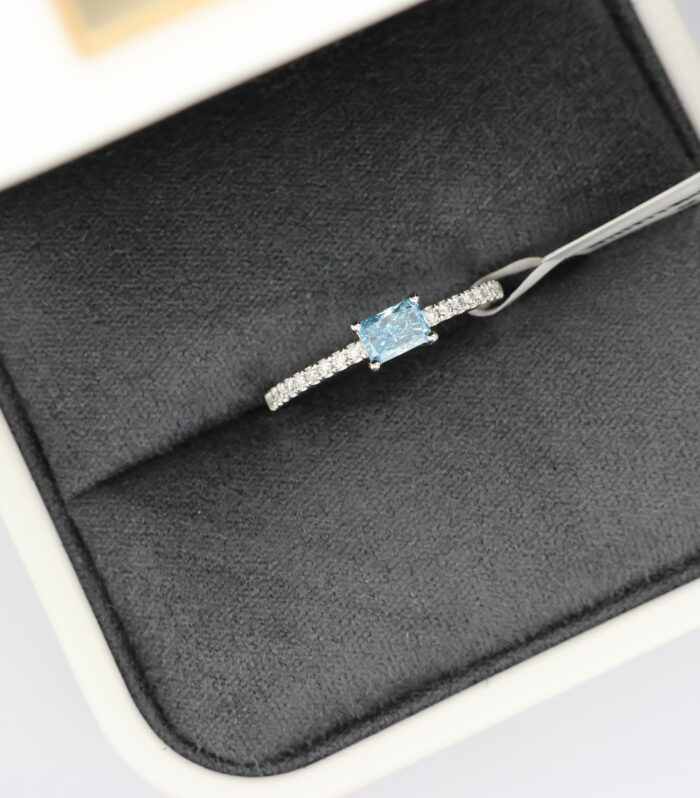 1ct Radiant Fancy Diamond Platinum Ring