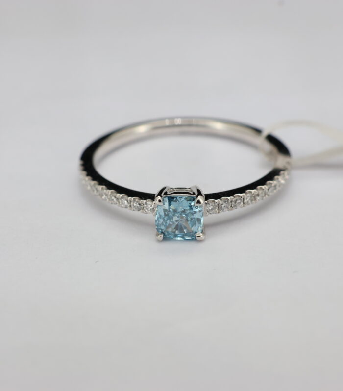 1ct Cushion Fancy Diamond Platinum Ring