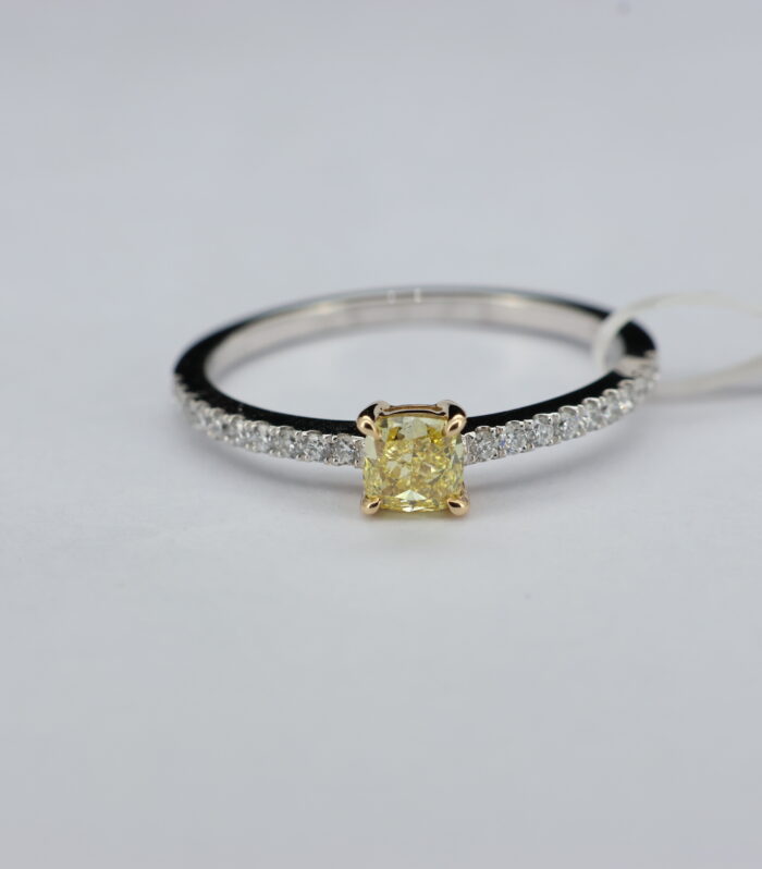 1ct Cushion Fancy Diamond Platinum Ring