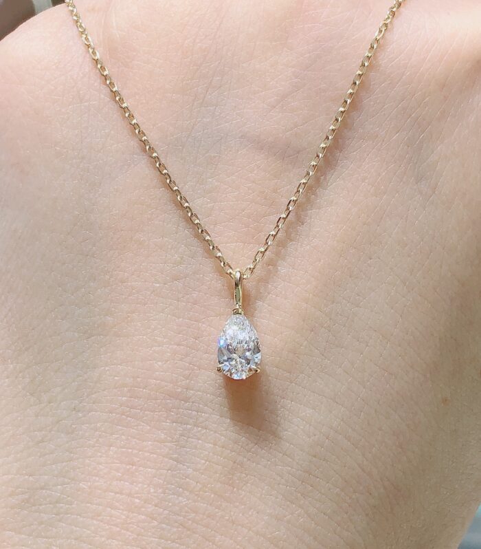 1ct Pear Lab Diamond Yellow Gold 18K Ring