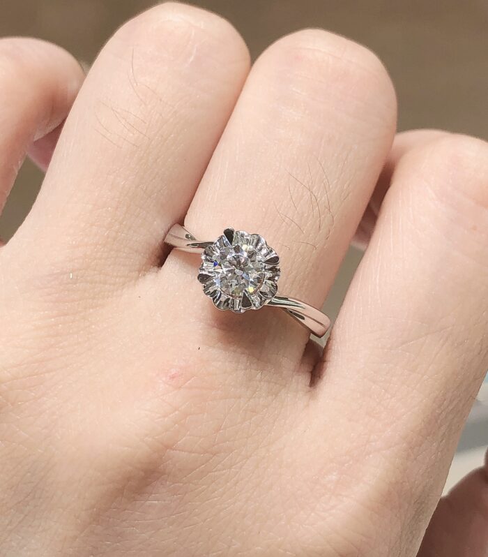 1ct Round Lab Diamond White Gold 18K Ring