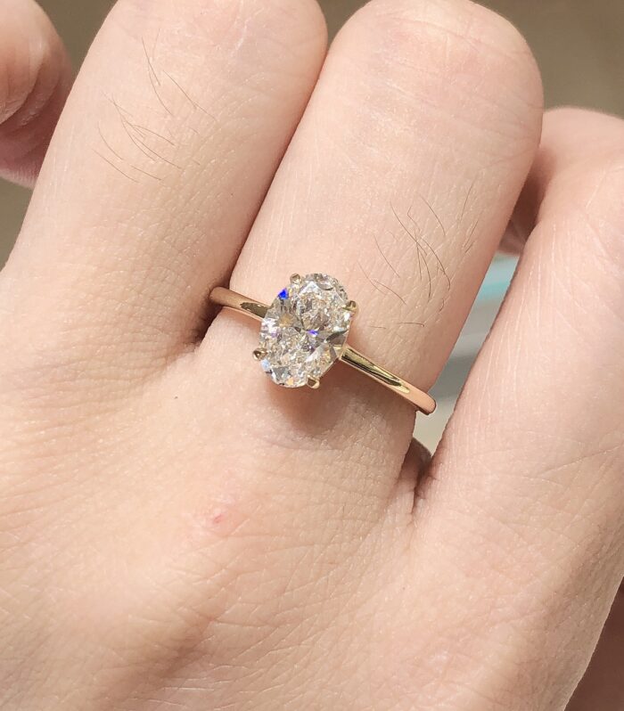 1ct Oval Lab Diamond Yellow Gold 18K Ring