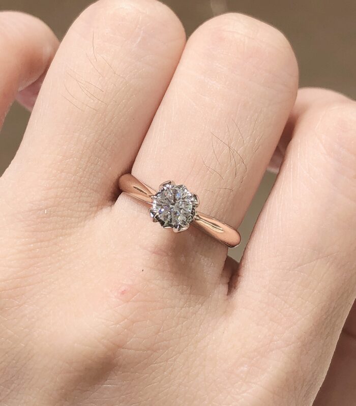 1ct Round Lab Diamond 18K分色 Ring