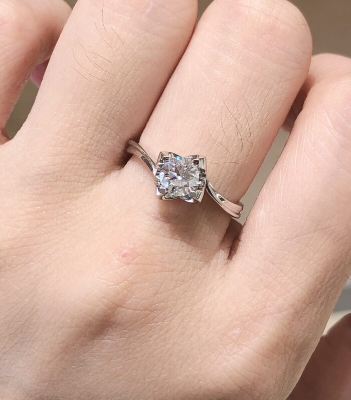 1ct Round Lab Diamond White Gold 18K Ring