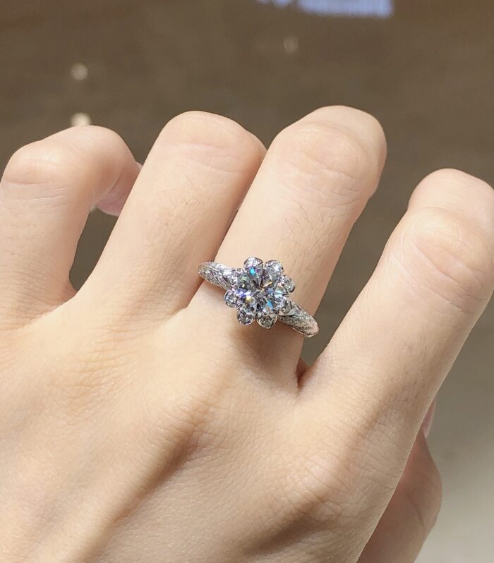 1ct Round Lab Diamond 18K分色 Ring