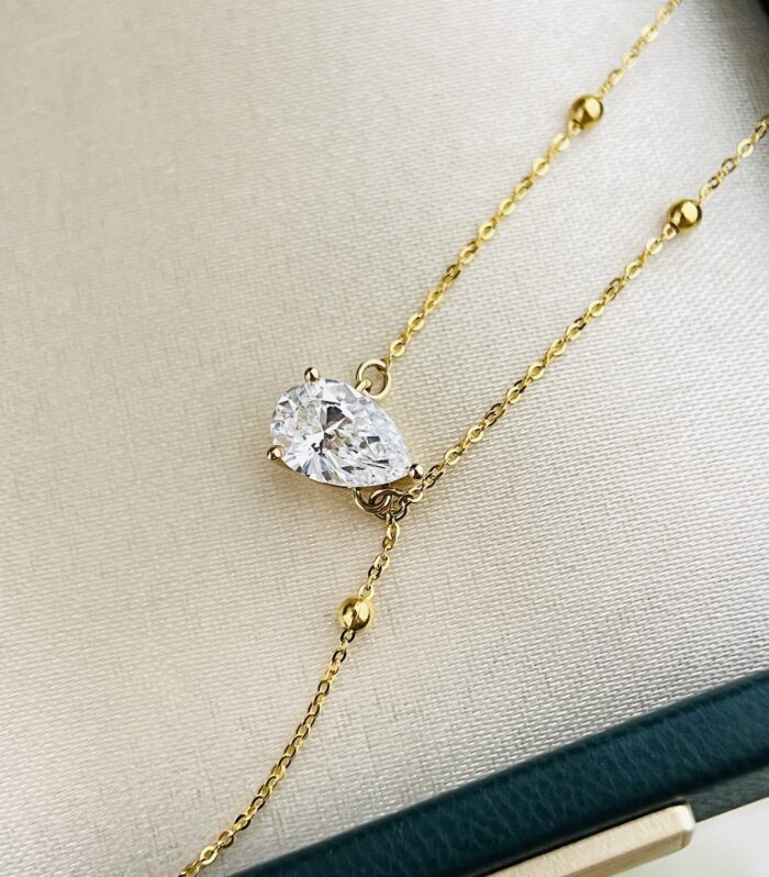 1ct Pear Lab Diamond Yellow Gold 18K Ring